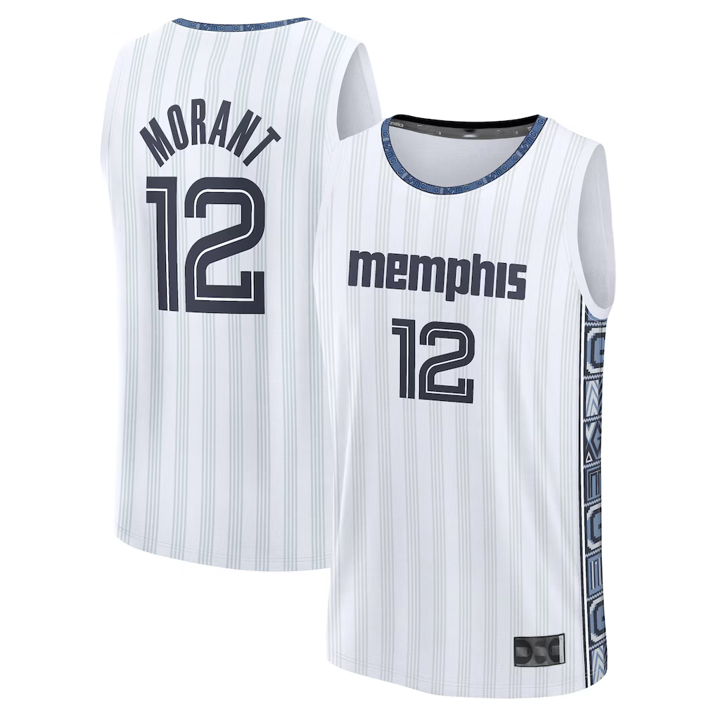 Friene M.Grizzlies #12 Ja Morant White 202526 City Edition Fast Break Stitched Jerseys