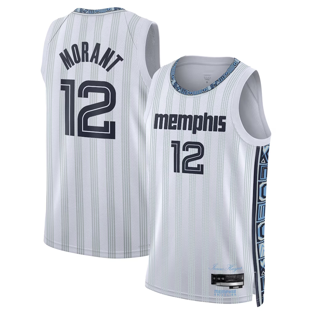 Friene M.Grizzlies #12 Ja Morant White 202526 Swingman Stitched Jerseys- City Edition