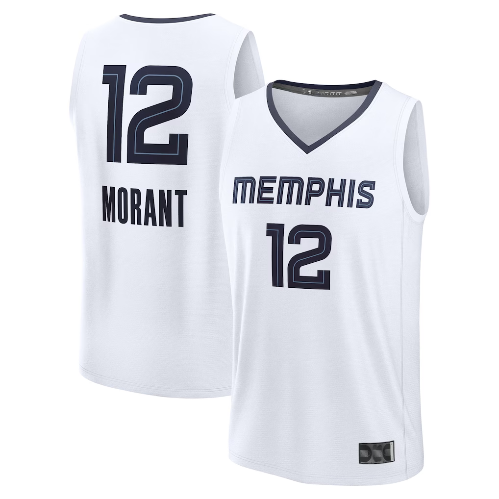 Friene M.Grizzlies #12 Ja Morant White Fast Break Replica Player Stitched Jerseys- Association Edition