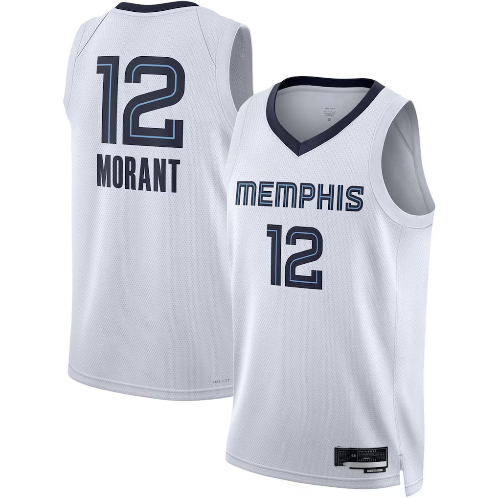 Friene M.Grizzlies #12 Ja Morant White Swingman Stitched Jerseys- Association Edition