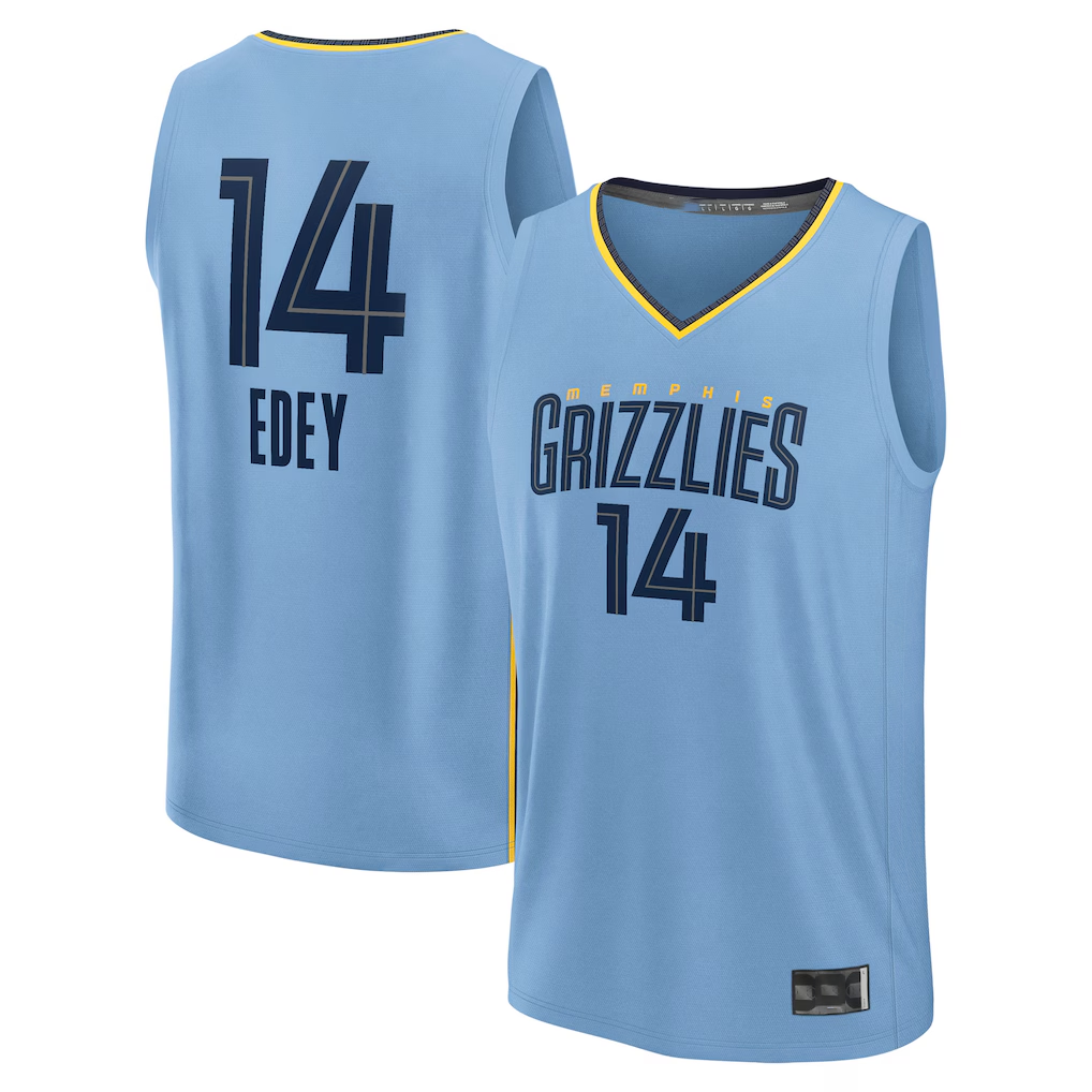 Friene M.Grizzlies #14 Zach Edey Light Blue Fast Break Replica Player Stitched Jerseys- Statement Edition