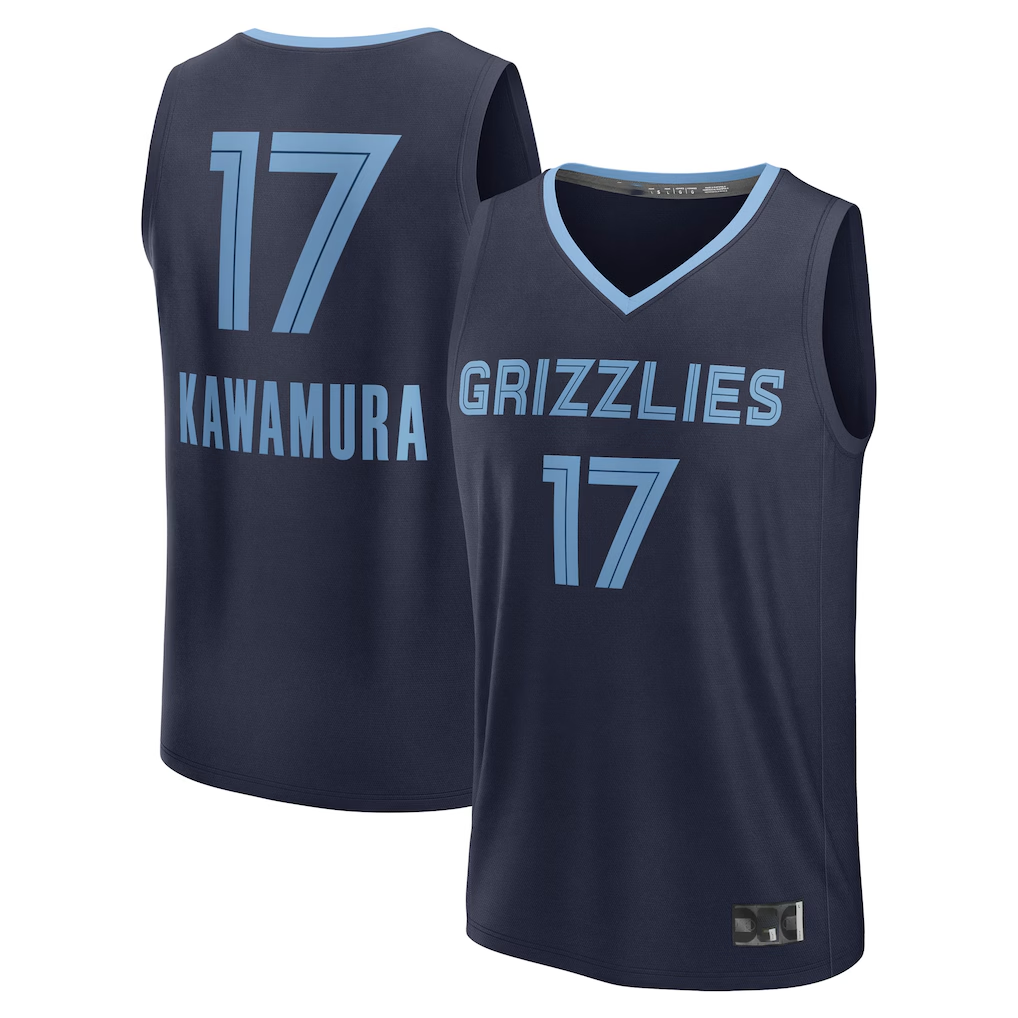Friene M.Grizzlies #17 Yuki Kawamura Navy Fast Break Replica Player Stitched Jerseys- Icon Edition