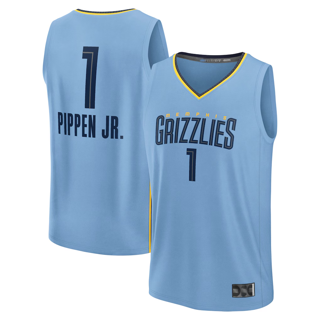 Friene M.Grizzlies #1 Scotty Pippen Jr. Light Blue Fast Break Replica Player Stitched Jerseys- Statement Edition