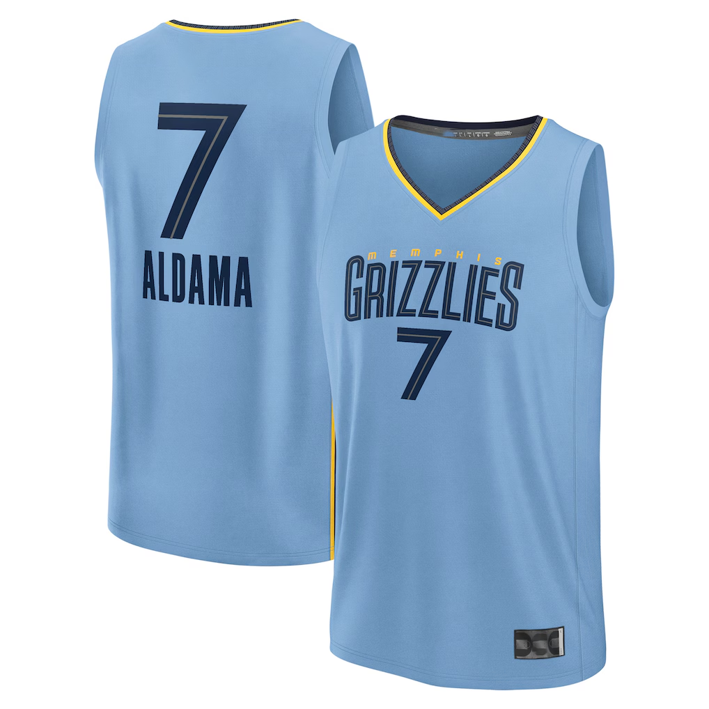 Friene M.Grizzlies #7 Santi Aldama Light Blue Fast Break Replica Player Stitched Jerseys- Statement Edition
