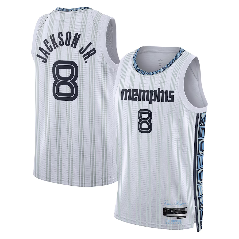 Friene M.Grizzlies #8 Jaren Jackson Jr. White 202526 Swingman Stitched Jerseys- City Edition
