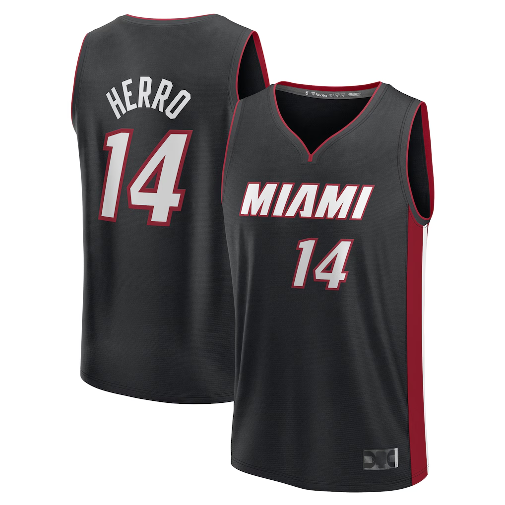 Friene M.Heat #14 Tyler Herro  Black Fast Break Replica Player Jerseys - Icon Edition