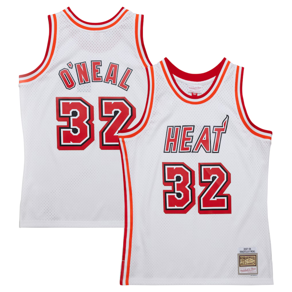 Friene M.Heat #32 Shaquille O'Neal Mitchell & Ness White 200708 Hardwood Classics Swingman Jerseys