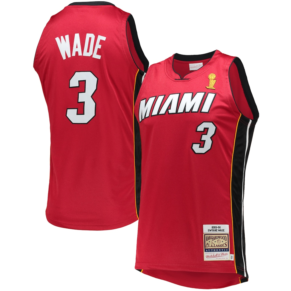 Friene M.Heat #3 Dwyane Wade Mitchell & Ness Red 2005-06 Hardwood Classics Authentic Jerseys