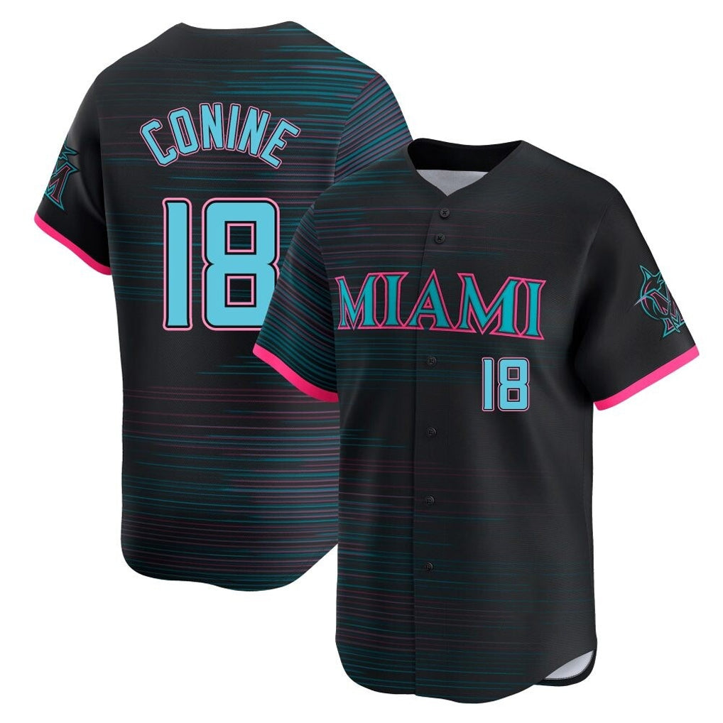 Friene M.Marlins #18 Griffin Conine Player Black City Connect Home Limited Stitched Jerseys