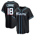 Friene M.Marlins #18 Griffin Conine Player Black Fashion Out Home Game Stitched Jerseys