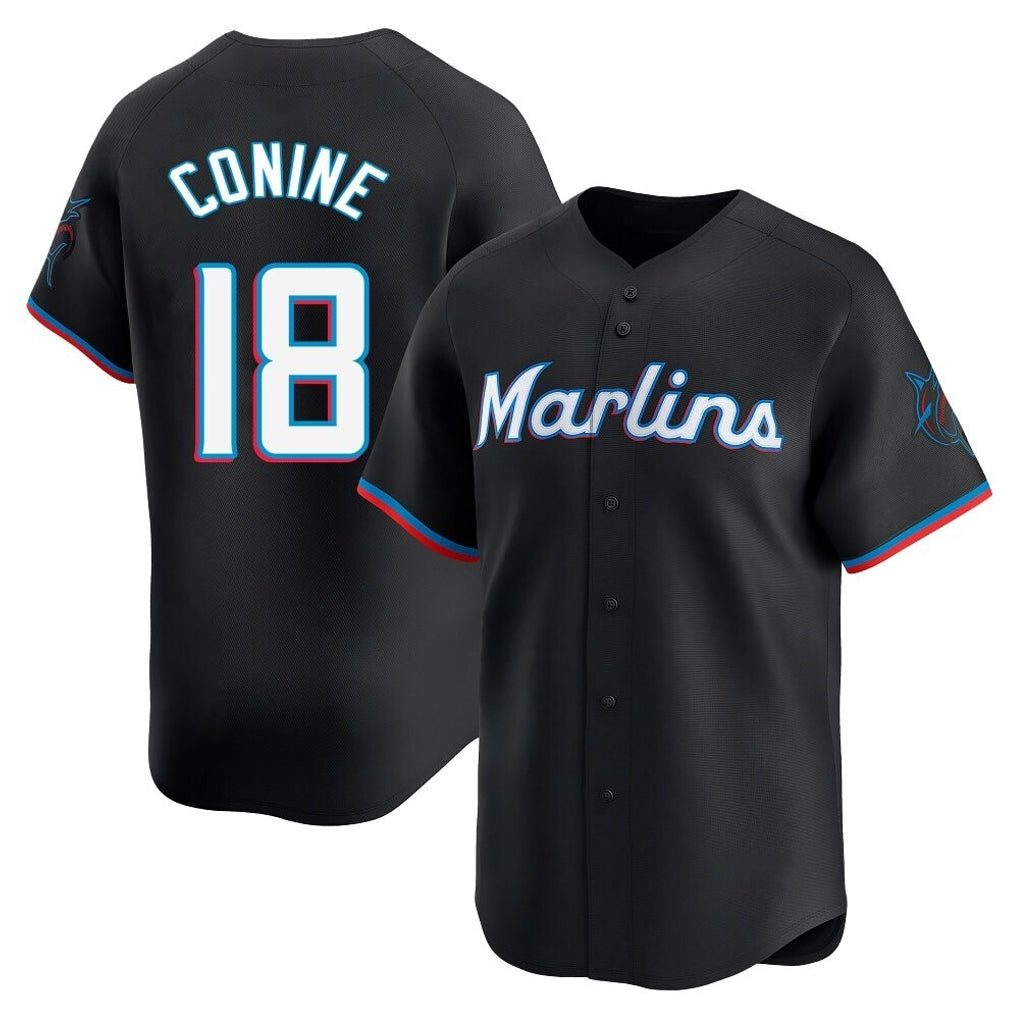 Friene M.Marlins #18 Griffin Conine Player Black  Home Limited Stitched Jerseys