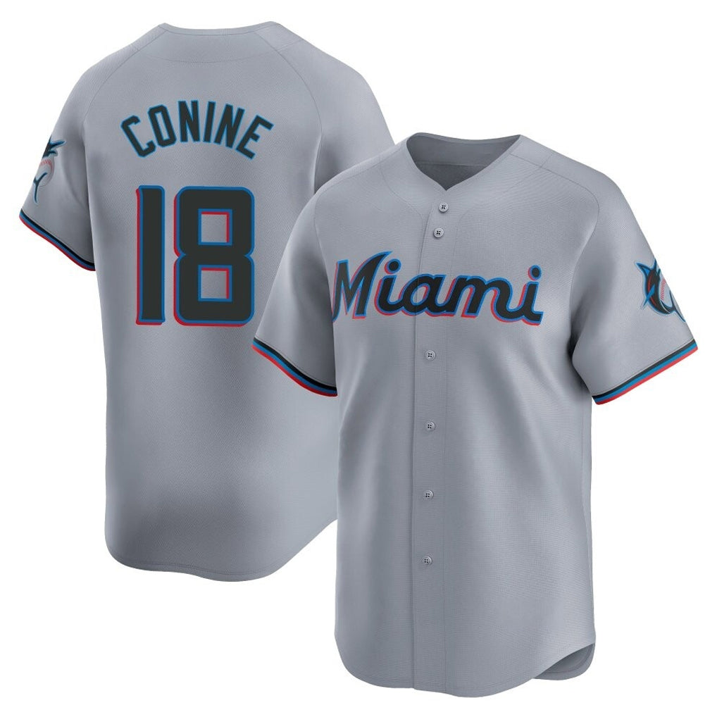 Friene M.Marlins #18 Griffin Conine Player Gray Home Limited Stitched Jerseys