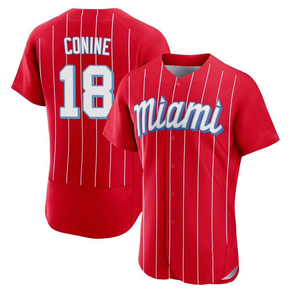 Friene M.Marlins #18 Griffin Conine Player Red City Connect Home Limited Elite Stitched Jerseys