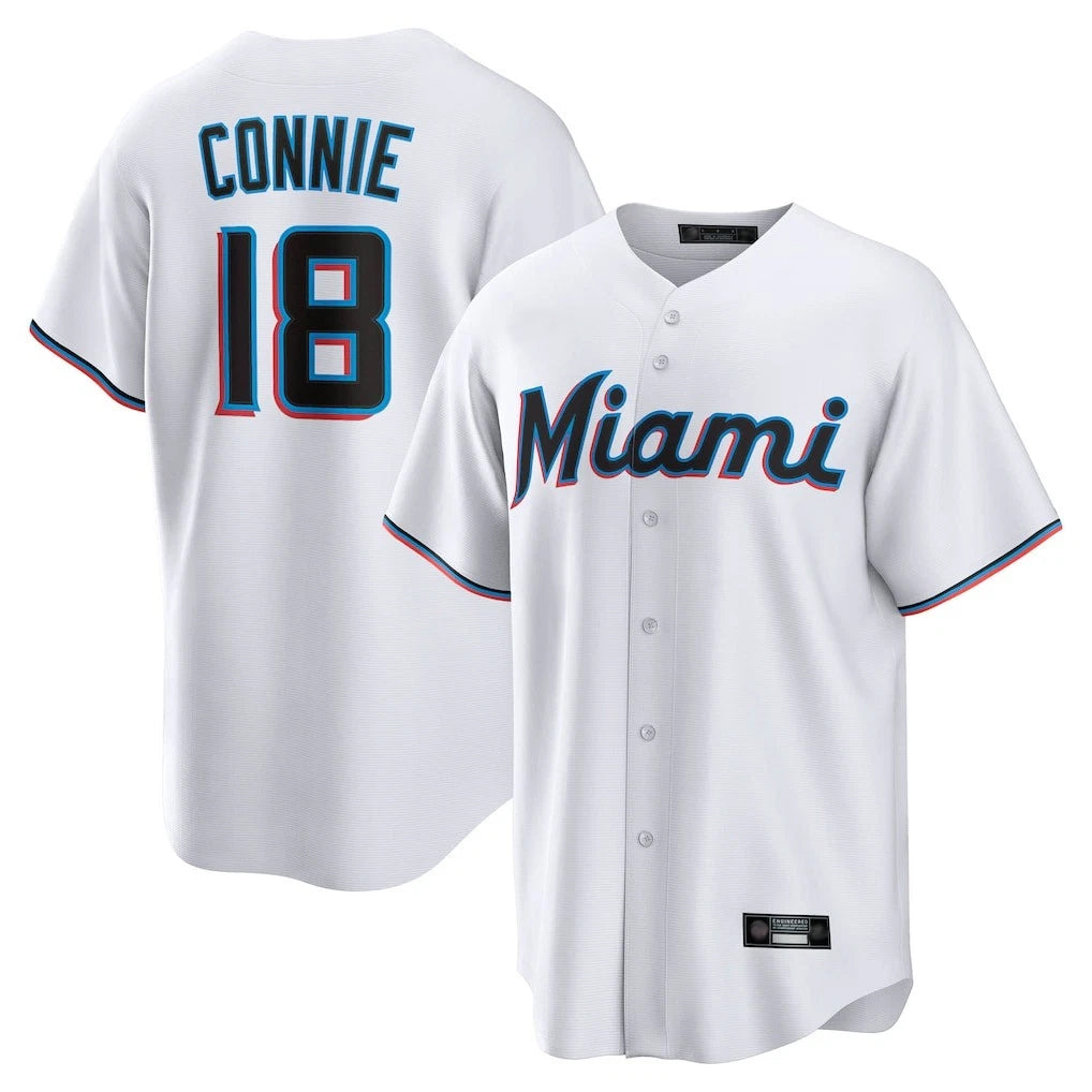 Friene M.Marlins #18 Griffin Conine Player White  Home Game Stitched Jerseys