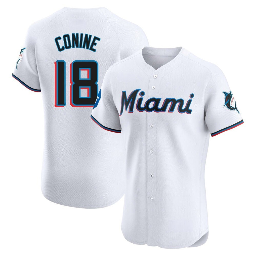Friene M.Marlins #18 Griffin Conine Player White  Home Limited Elite Stitched Jerseys