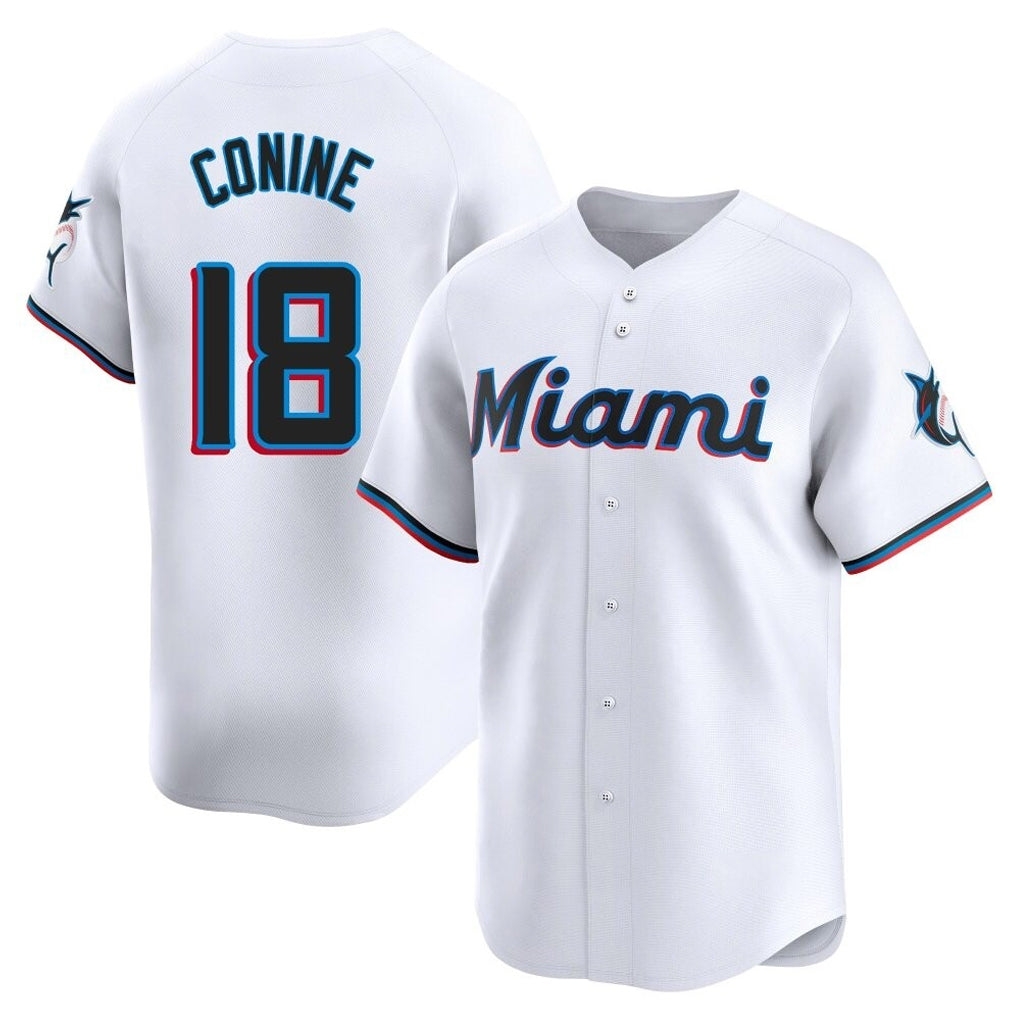 Friene M.Marlins #18 Griffin Conine Player White  Home Limited Stitched Jerseys