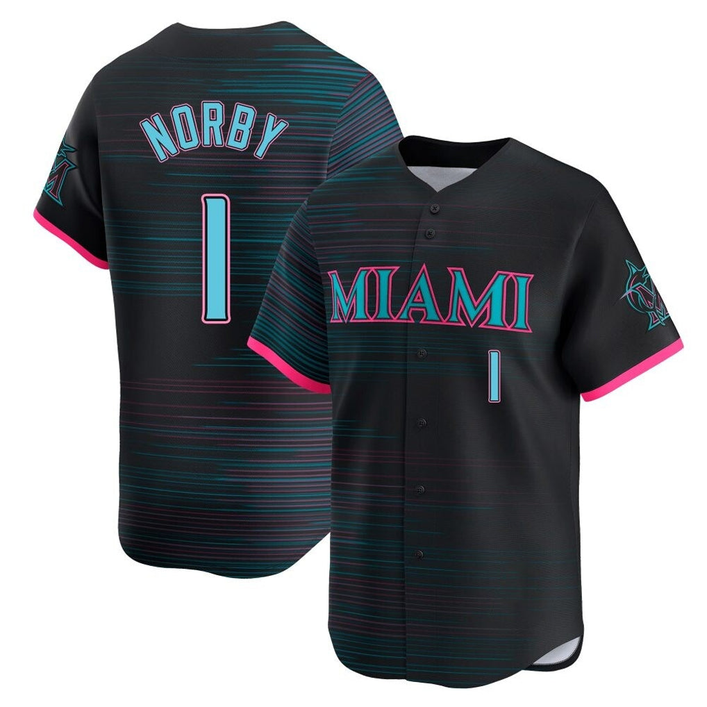 Friene M.Marlins #1 Connor Norby Player Black City Connect Home Limited Stitched Jerseys