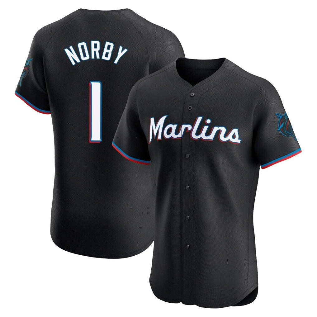 Friene M.Marlins #1 Connor Norby Player Black Vapor Home Limited Elite Stitched Jerseys