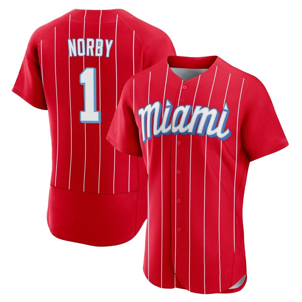 Friene M.Marlins #1 Connor Norby Player Red City Connect Home Limited Elite Stitched Jerseys