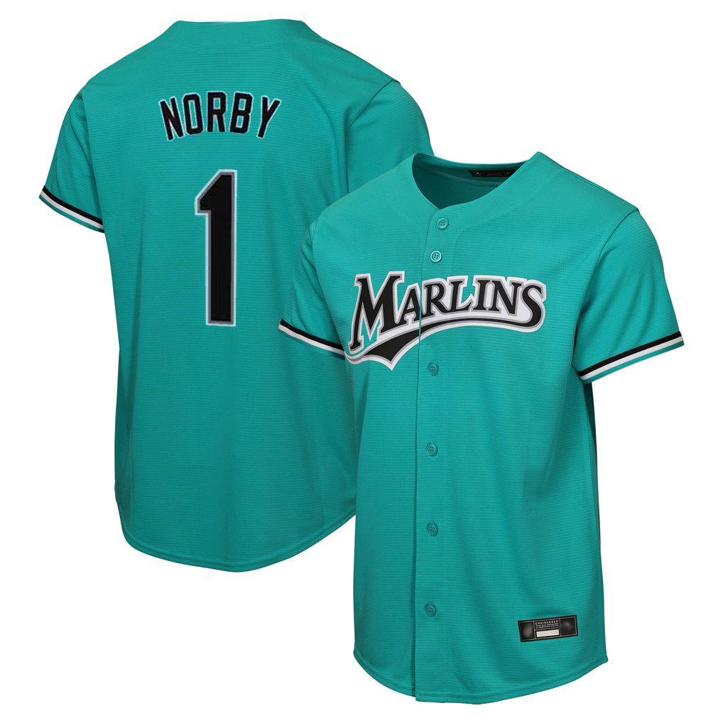 Friene M.Marlins #1 Connor Norby Player Teal  Home Game Stitched Jerseys
