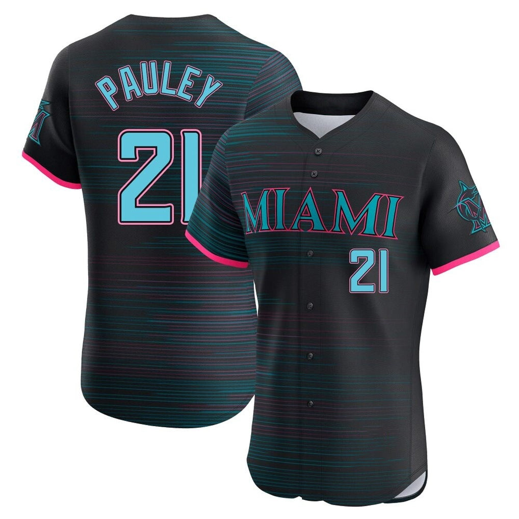 Friene M.Marlins #21 Graham Pauley Player Black City Connect Home Limited Elite Stitched Jerseys