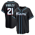 Friene M.Marlins #21 Graham Pauley Player Black Fashion Out Home Game Stitched Jerseys
