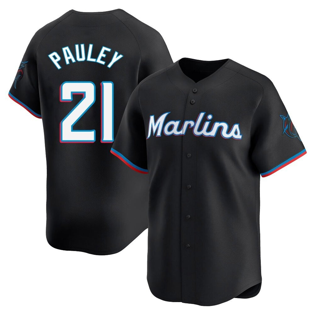 Friene M.Marlins #21 Graham Pauley Player Black  Home Limited Stitched Jerseys