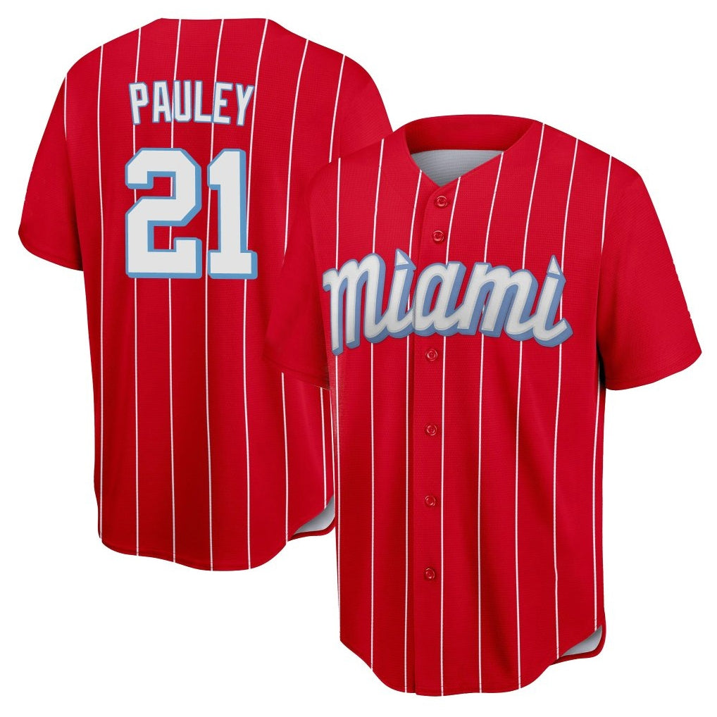 Friene M.Marlins #21 Graham Pauley Player Red City Connect Home Game Stitched Jerseys