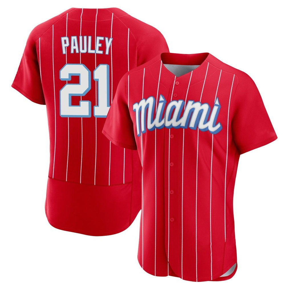 Friene M.Marlins #21 Graham Pauley Player Red City Connect Home Limited Elite Stitched Jerseys