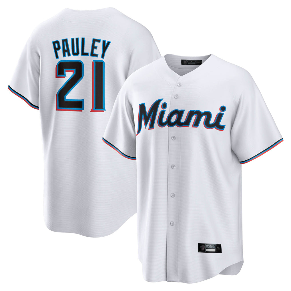 Friene M.Marlins #21 Graham Pauley Player White  Home Game Stitched Jerseys