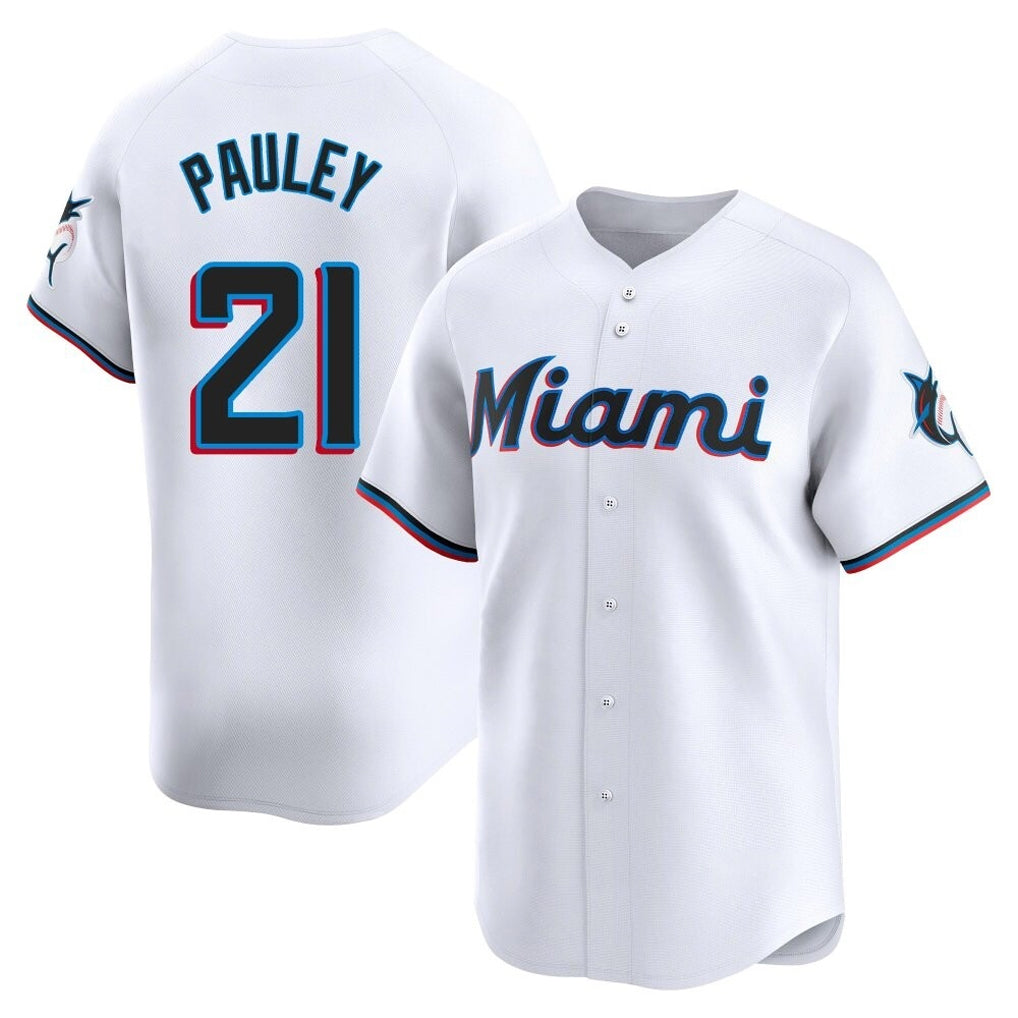 Friene M.Marlins #21 Graham Pauley Player White  Home Limited Stitched Jerseys