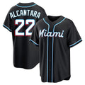 Friene M.Marlins #22 Sandy Alcantara Player Black Fashion Out Home Game Stitched Jerseys