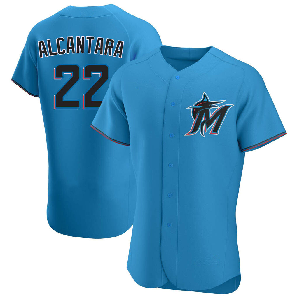 Friene M.Marlins #22 Sandy Alcantara Player Blue Home Limited Elite Stitched Jerseys