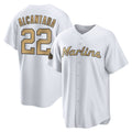 Friene M.Marlins #22 Sandy Alcantara Player Gold  Home Game Stitched Jerseys