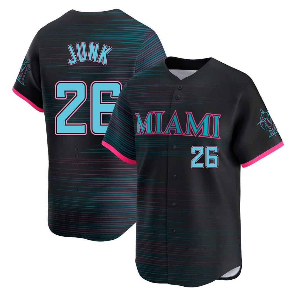 Friene M.Marlins #26 Janson Junk Player Black City Connect Home Limited Stitched Jerseys