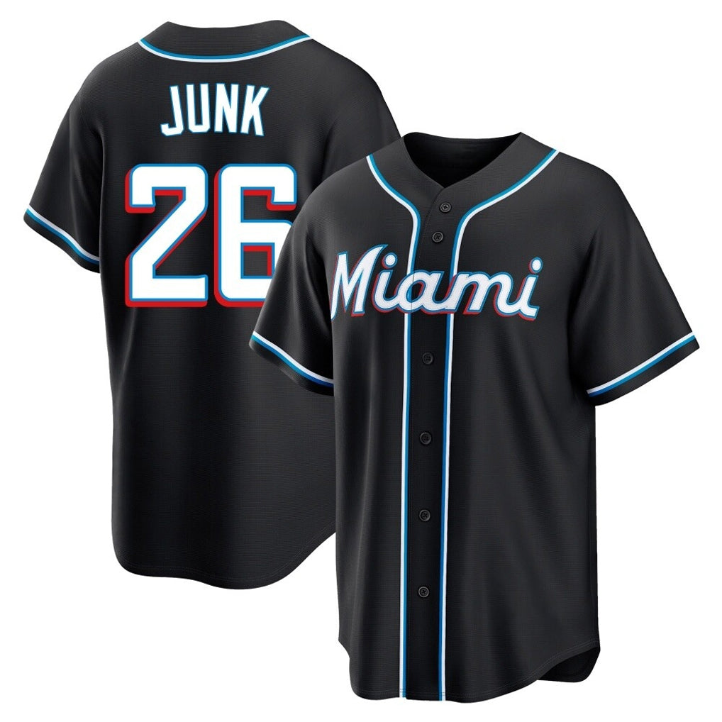 Friene M.Marlins #26 Janson Junk Player Black Fashion Out Home Game Stitched Jerseys
