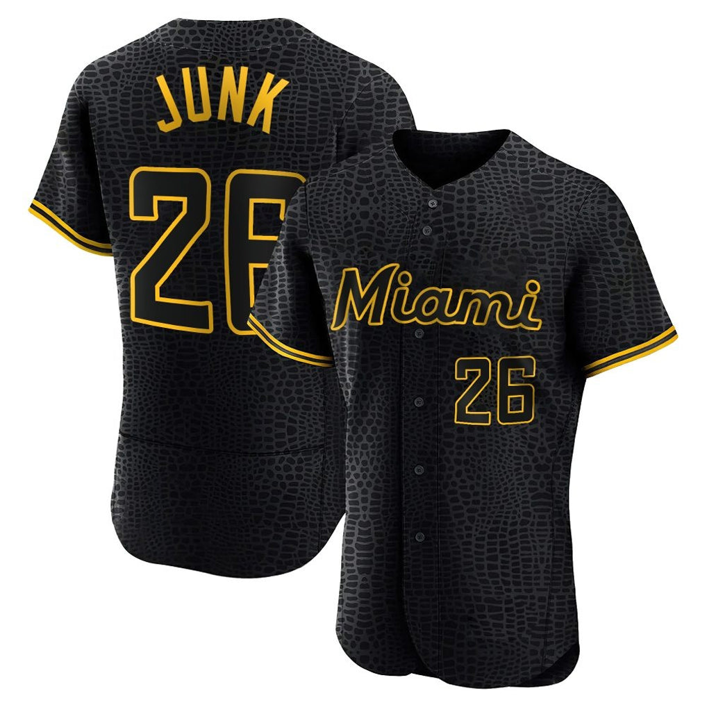 Friene M.Marlins #26 Janson Junk Player Black Snake Skin City Home Limited Elite Stitched Jerseys