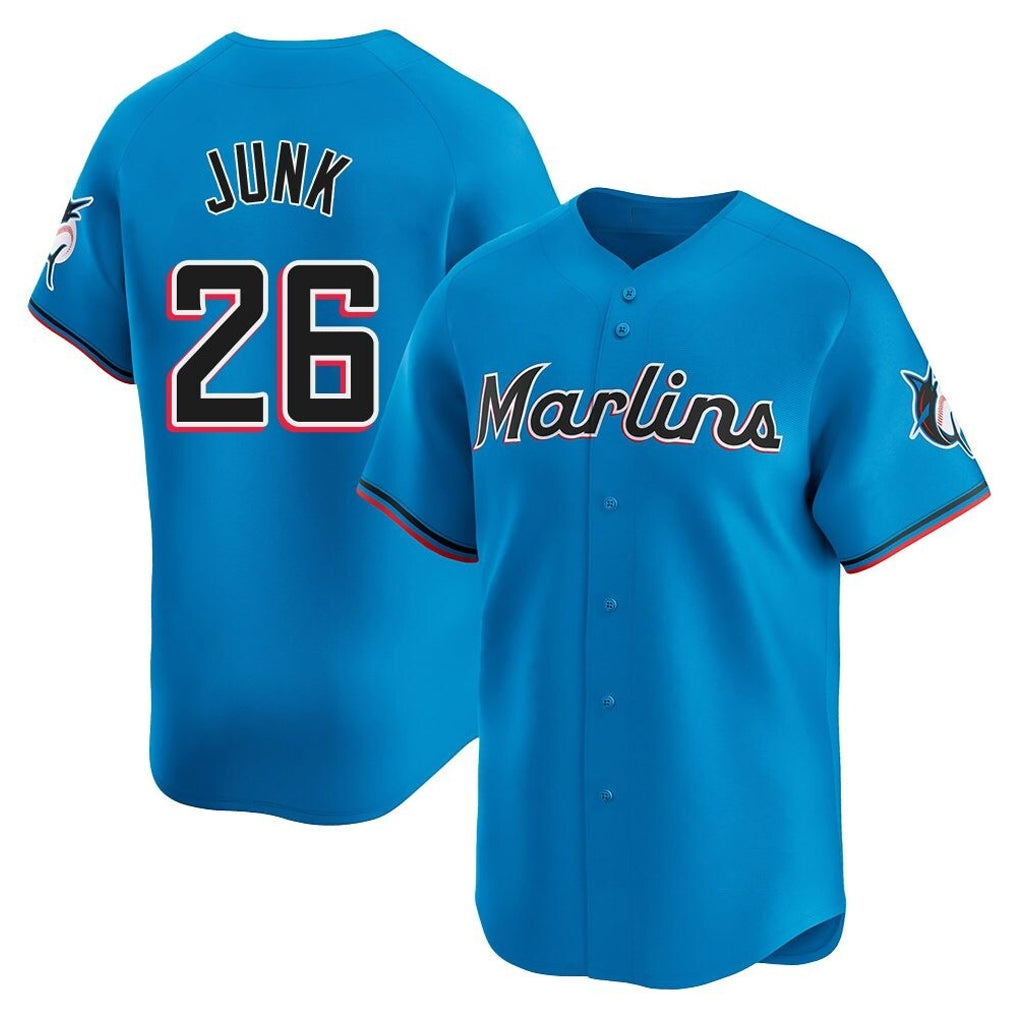 Friene M.Marlins #26 Janson Junk Player Blue Home Limited Stitched Jerseys