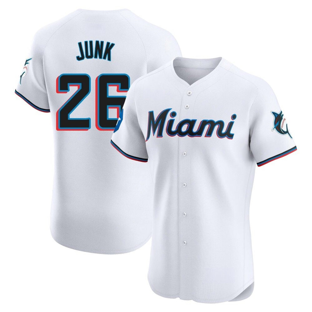 Friene M.Marlins #26 Janson Junk Player White  Home Limited Elite Stitched Jerseys