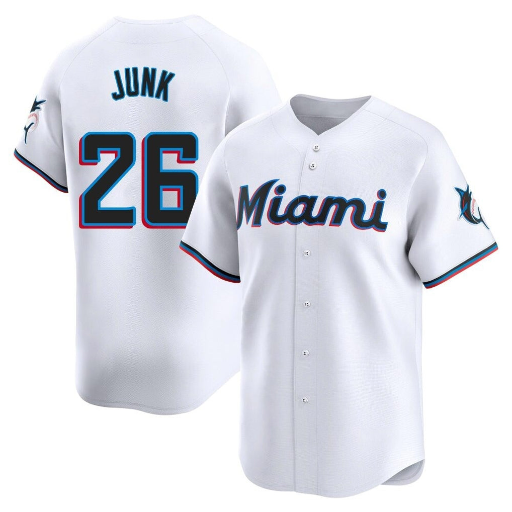 Friene M.Marlins #26 Janson Junk Player White  Home Limited Elite Stitched Jerseys
