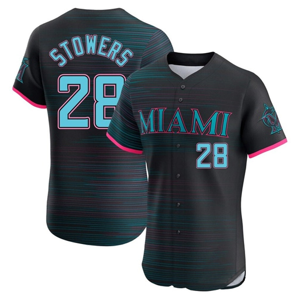 Friene M.Marlins #28 Kyle Stowers Player Black City Connect Home Limited Elite Stitched Jerseys