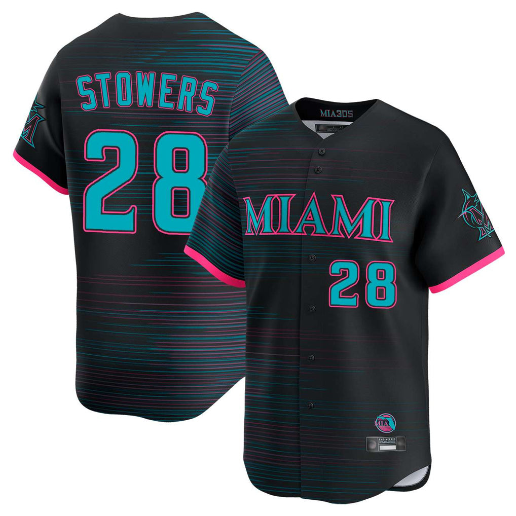 Friene M.Marlins #28 Kyle Stowers Player Black City Connect Home Limited Stitched Jerseys