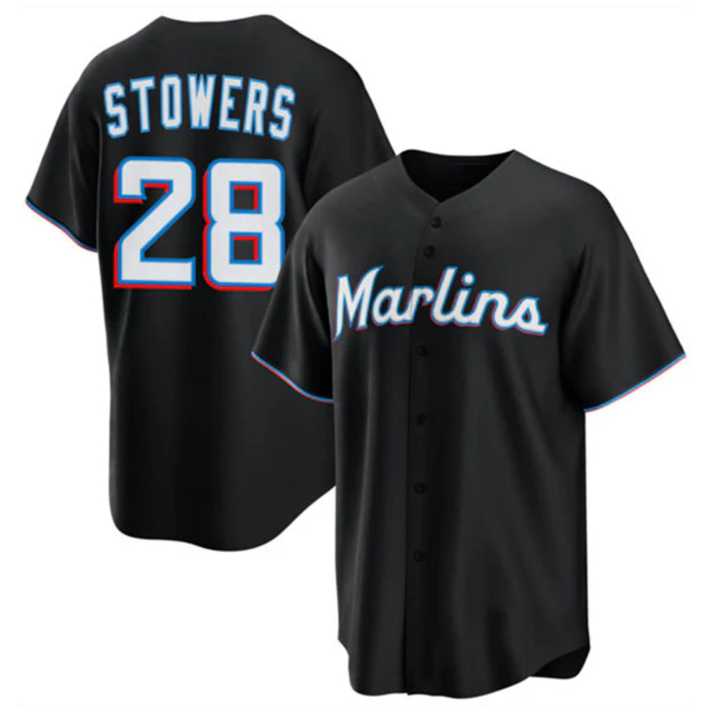 Friene M.Marlins #28 Kyle Stowers Player Black  Home Game Stitched Jerseys