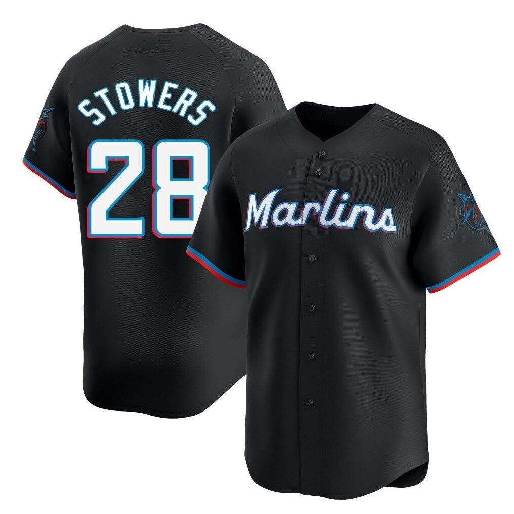 Friene M.Marlins #28 Kyle Stowers Player Black  Home Limited Stitched Jerseys