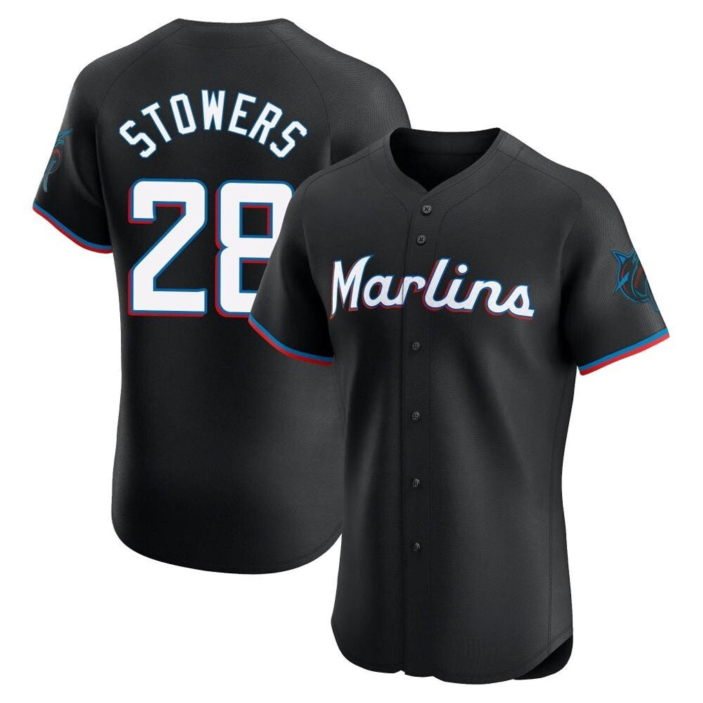 Friene M.Marlins #28 Kyle Stowers Player Black Vapor Home Limited Elite Stitched Jerseys