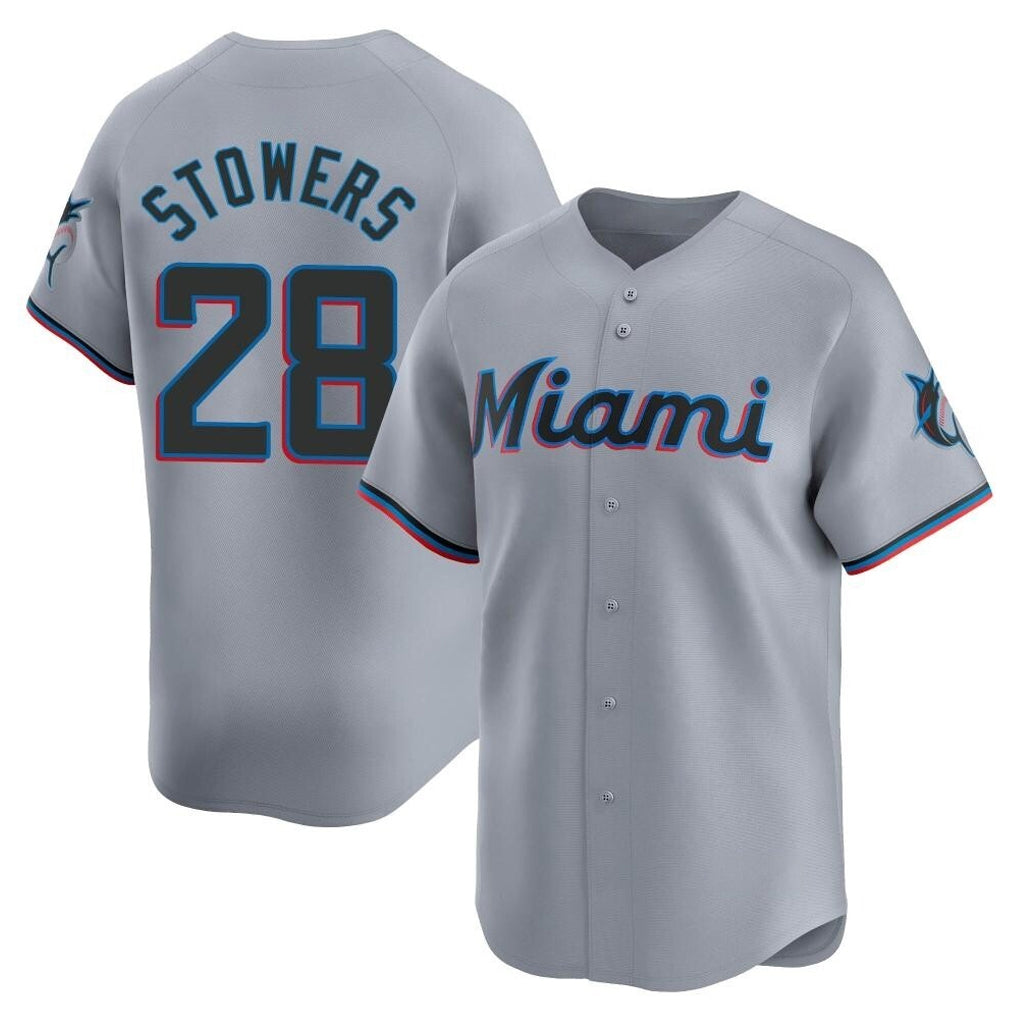 Friene M.Marlins #28 Kyle Stowers Player Gray Home Limited Stitched Jerseys