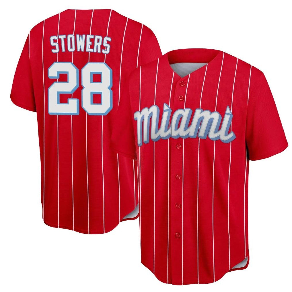 Friene M.Marlins #28 Kyle Stowers Player Red City Connect Home Game Stitched Jerseys