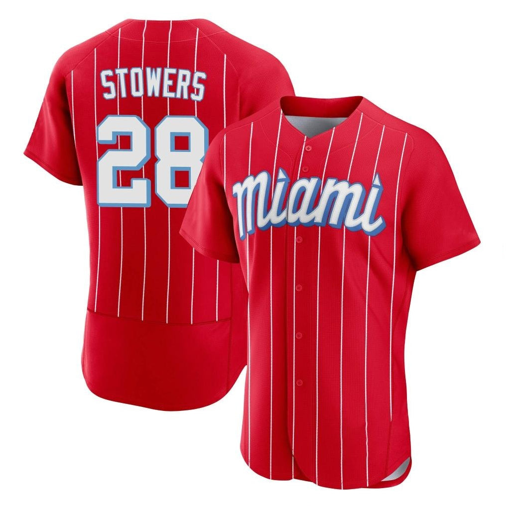 Friene M.Marlins #28 Kyle Stowers Player Red City Connect Home Limited Elite Stitched Jerseys