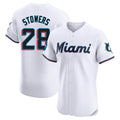 Friene M.Marlins #28 Kyle Stowers Player White  Home Limited Elite Stitched Jerseys