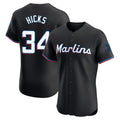 Friene M.Marlins #34 Liam Hicks Player Black Vapor Home Limited Elite Stitched Jerseys